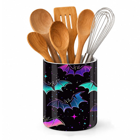 Axxitude Kitchen Utensil Holder,Magic Bat Large Ceramic Utensil Crock Organizer for Spatulas,Spoons and Cooking Tools,Kitchen,Home Decoration 6.3"