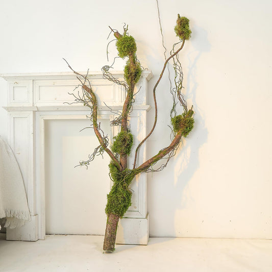 55inch Giant Rustic Bendable Artificial Tree Branches Moss Grape Vine Garland Faux Creepy Thick Tree Trunk Jungle Hanging Greenery Vine Curly Wood for Home Mantel Front Porch Wall Hanging Decoration