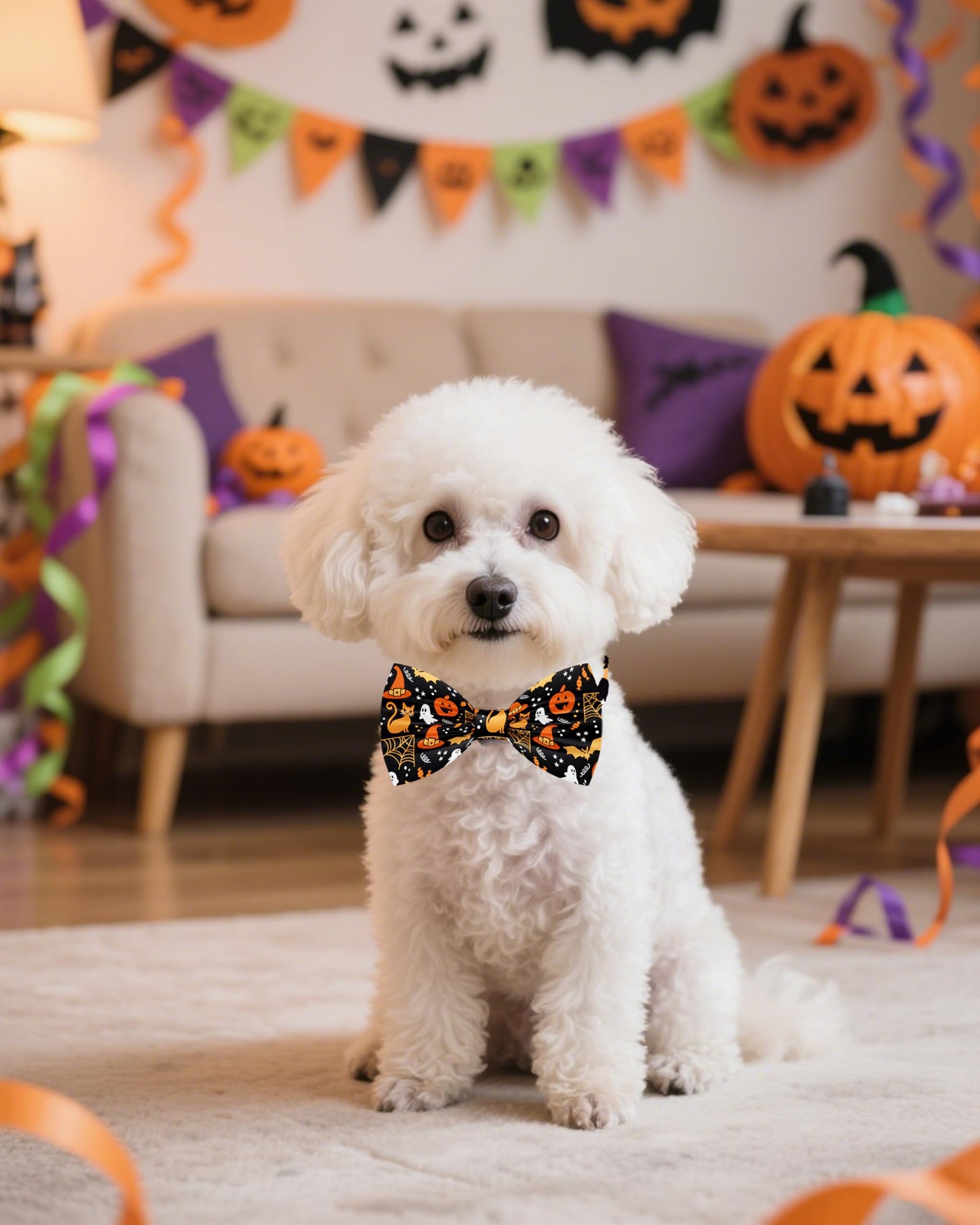 PET SHOW 30 Pack Halloween Small Dog Collar Bow Ties Bulk Puppy Cats Adjustable Bowties for Medium Dogs Pumpkin Ghost Bowknots Pet Grooming Accessories (Small)