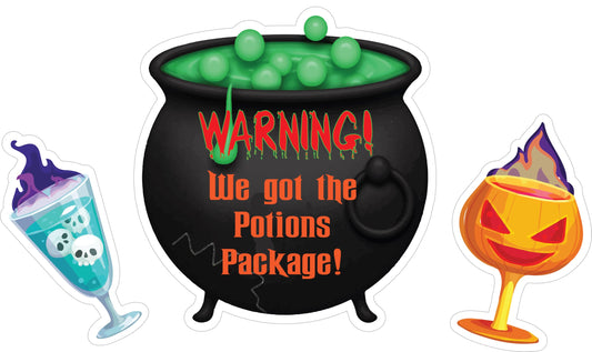 Witches Cauldron Halloween Drink Bundle Cruise Ship Door Decoration, Fun Party Decor - Decorative Magnetic Favors for Fridge, Locker, Whiteboard
