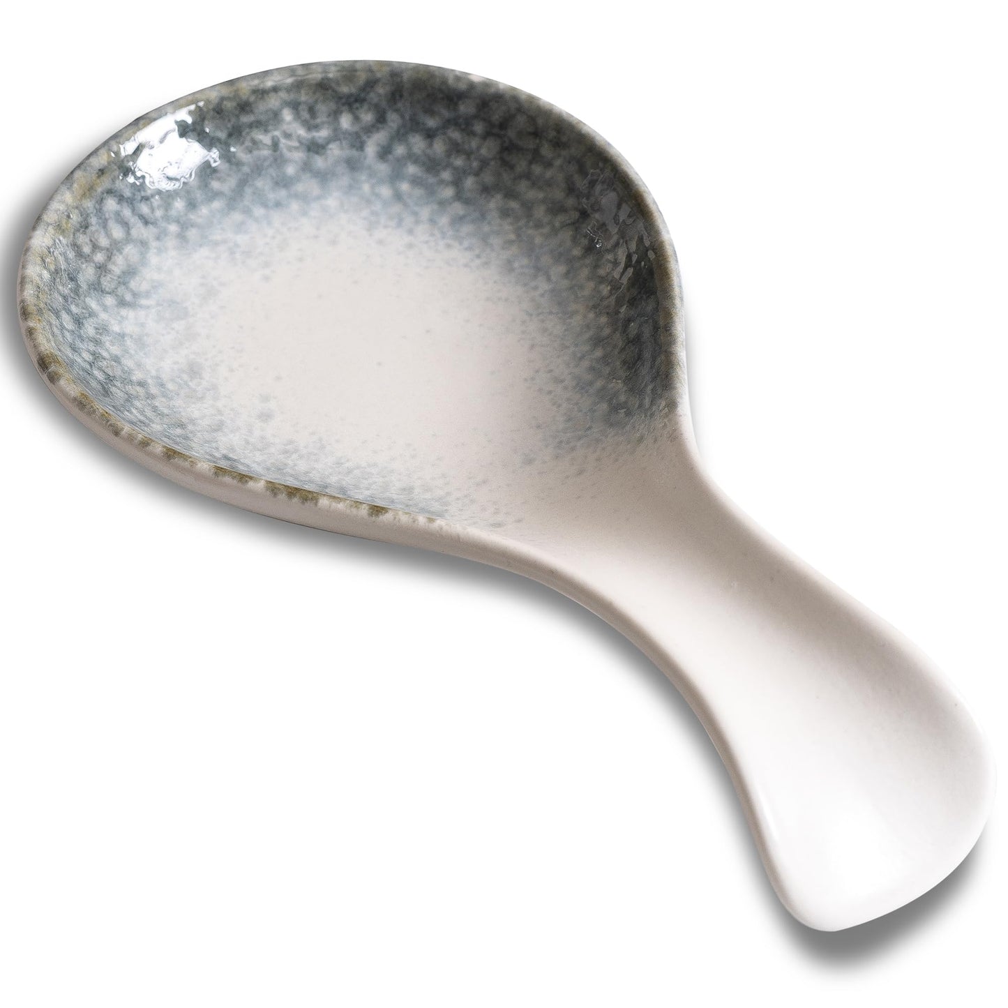 Ceramic Spoon Rest for Stove Top, 8 Inches Large Spoon Holder for Kitchen Counter, Porcelain Utensil Rest, Housewarming Christmas Gift, Dishwasher Safe Heat-Resistant, Ice-Flecked Smoke White(1 PC)