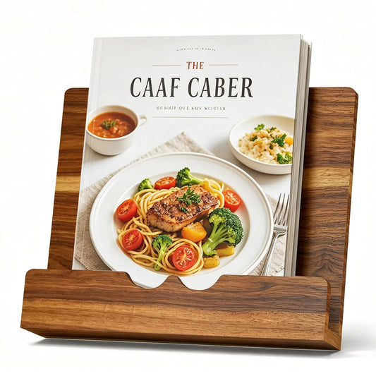 LWSFF Acacia Wood Cookbook Stand for Kitchen Counter | Adjustable Recipe Book Holder for Thick Cookbooks, Recipe Binders & Tablets, Solid Wood Kitchen Decor Gift for Home Cooks
