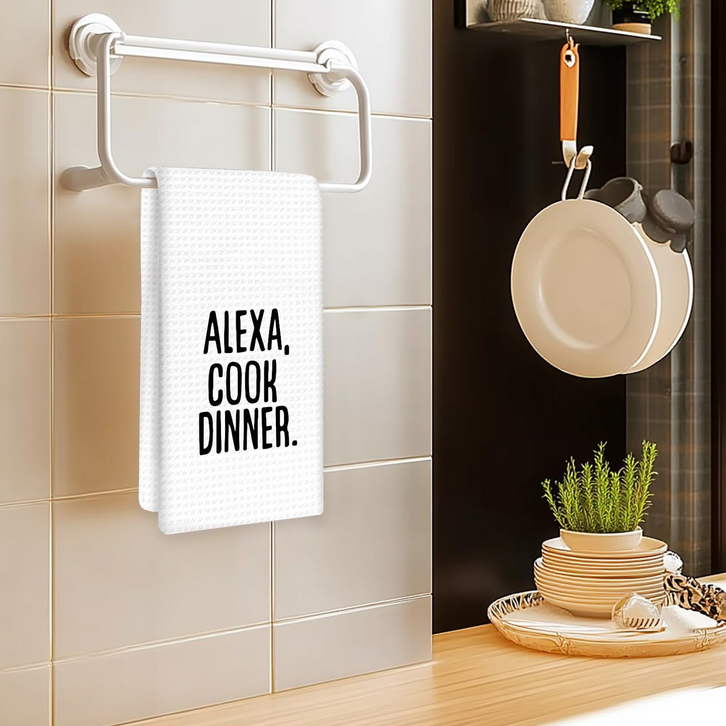 OINDADE Funny Alexa Kitchen Towels Set of 2, Funny Housewarming Gifts Hand Towels, Alexa Do The Dishes Funny Tea Towel Dish Towels for Kitchen Decorative, Funny Hostess Gifts Kitchen Decor, 16x24In