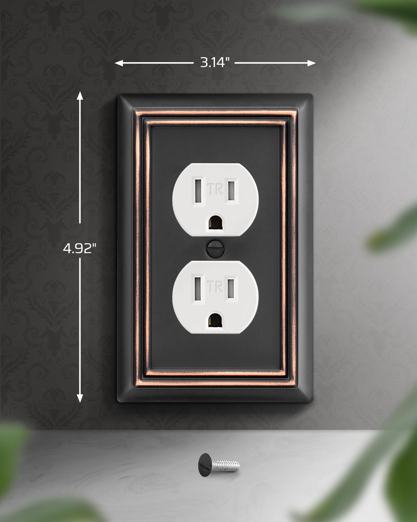 DEWENWILS 4-Pack Duplex Wall Plate, Metal Wall Outlet Cover for Receptacle, Light Switch, Aged Bronze