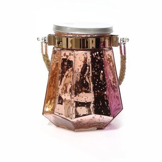 CANDLE CHOICE Battery Operated Jar String Light with Auto Daily Timer Waterproof Starry Fairy Firefly Hanging Jar Lantern for Outdoor Party Patio Garden Yard Wedding Christmas Decorations Rose Gold