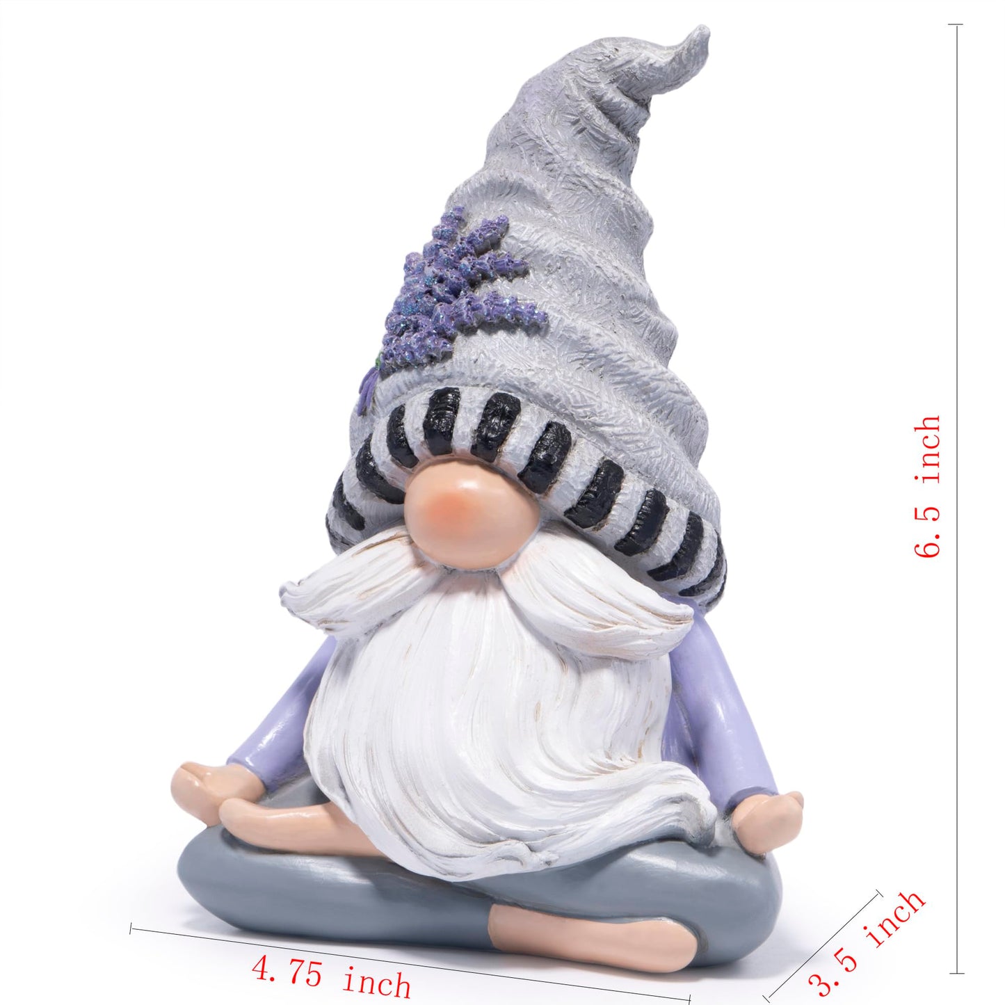 Hodao Zen Lavender Meditation Gnome Figurine - Yoga Inspired Home Decor for Relaxation & Serene Living Spaces Spring Yoga Lavender Gnome Decorations Calming Gifts for Women and Nature Lovers