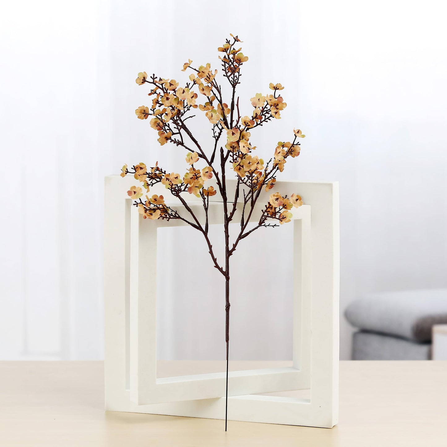 JAKY-Global Babys Breath Silk Artificial Flowers Bulk 6pcs for Fall Decor Fake Flower Bouquet Bulk for Home Kitchen Indoor Bouquet Floral Arrangement Table Centerpieces Farmhouse Decor(Khaki)