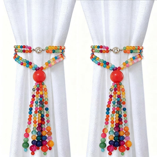 EOREA Beaded Magnetic Curtain Tiebacks Boho Decor