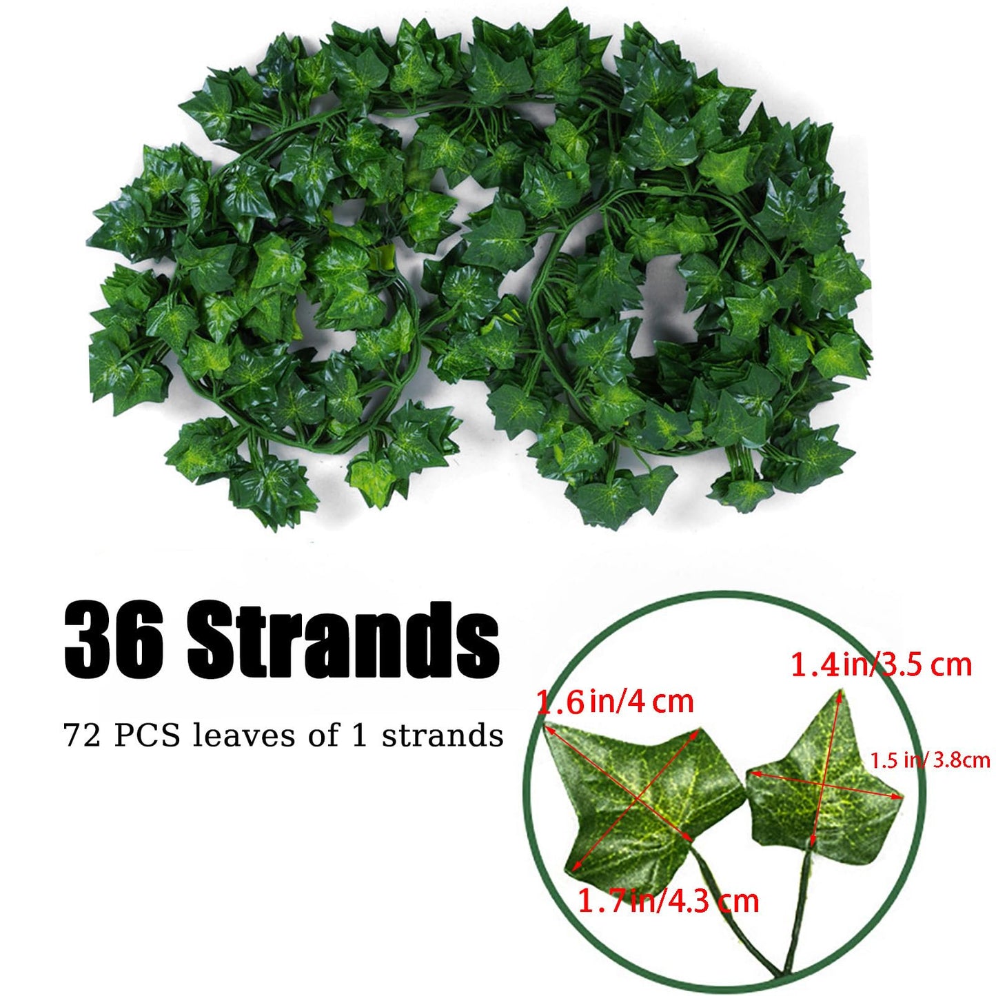GreeneryVine 36 Pack Fake Greenery Hanging Garland, 270 Feet Fake Vines Leaves, Artificial Ivy Leaf Plants, Flowers Foliage for Bedroom Garden Decor