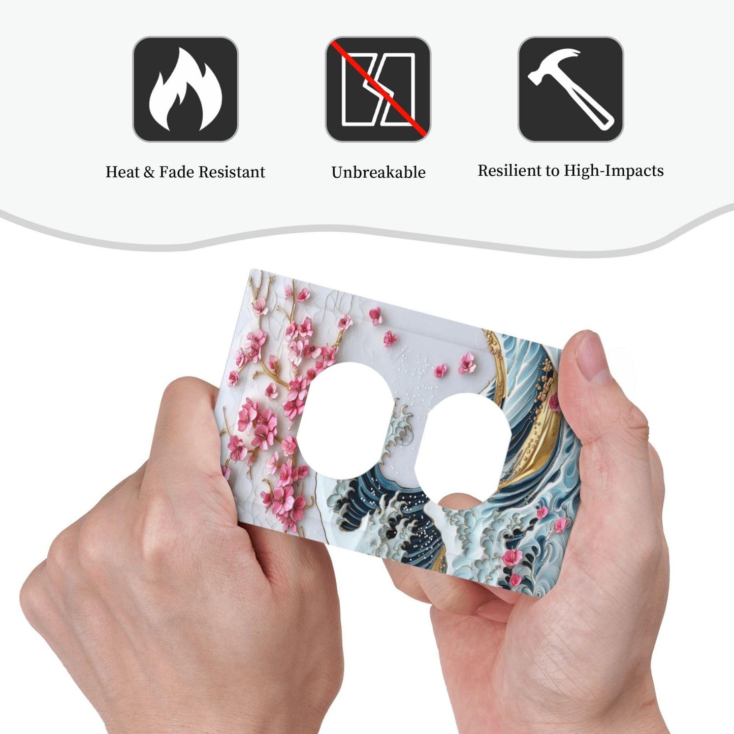 Annisrak Outlet Covers The Great Wave Off Kanagawa With Sakura 1 Gang Duplex Wall Plate Decorative Switch Plates Electrical Receptacle Faceplate Light Switch Cover for Bedroom Bathroom Decor