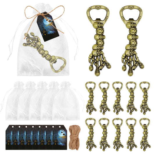 KBDHYY 12Pcs Halloween Skeleton Beer Bottle Openers Set - Vintage Funny Skull Bottle Opener Gifts for Men, Dad, Husband