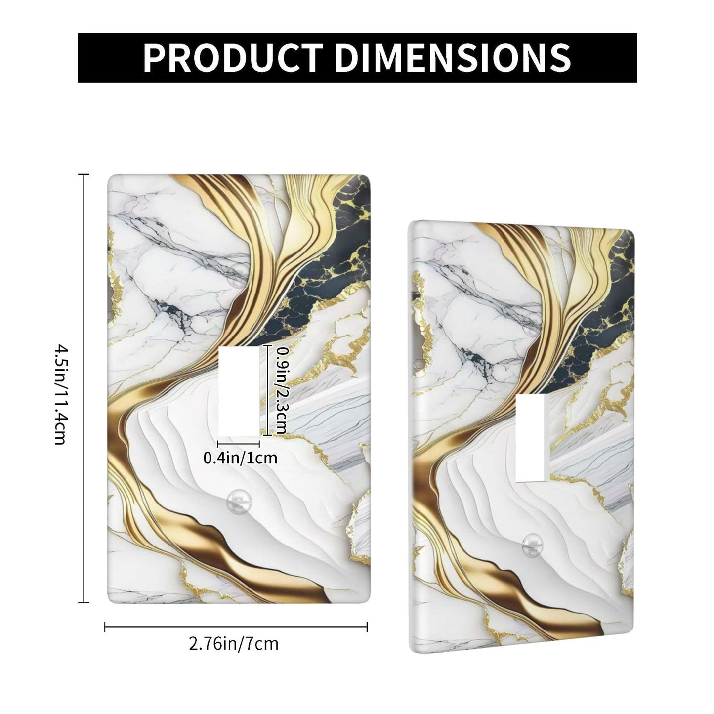 Decorative Art Light Switch Covers,1 Gang Single Toggle,Wall Plate,Switchplate Electrical Faceplate,Gold Black White Marble Texture 3D Embossed Finish