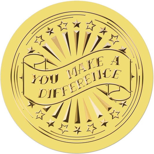 CRASPIRE 625Pcs You Make a Difference Gold Envelopes Seals Stickers 1.5" Foil Embossed Self Adhesive Certificates Round Labels for Invitation Graduation Award Diplomas Wedding Gift Wrapping Decor