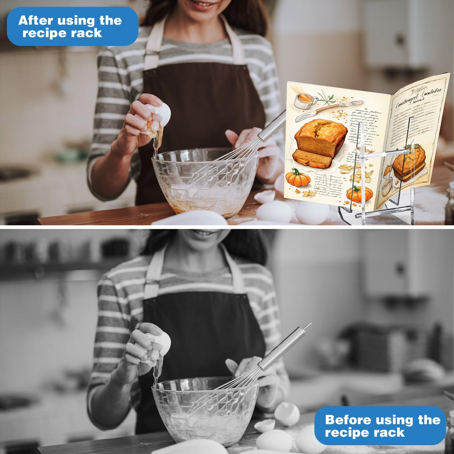 Cinnvoice Acrylic Cookbook Stand for Kitchen Recipe Book Holder for Kitchen Counter Multi-Purpose Display Stand 8.8 x 4.72 Inch Kitchen Countertop Acrylic Recipe Decor (Transparent)