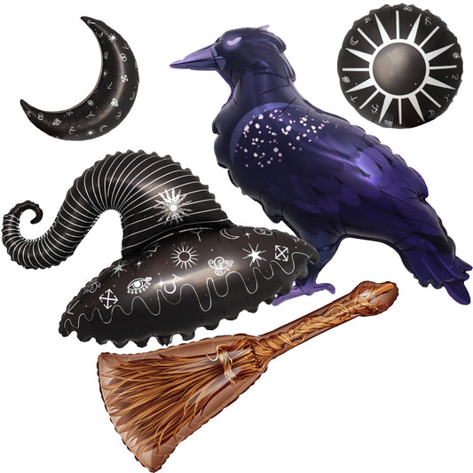 Wizard Hat Balloons Raven Balloons Broom Magic Birthday Party Decorations Witch Birthday Party Decor Wizard Themed Decor Crow Witchcore Decor