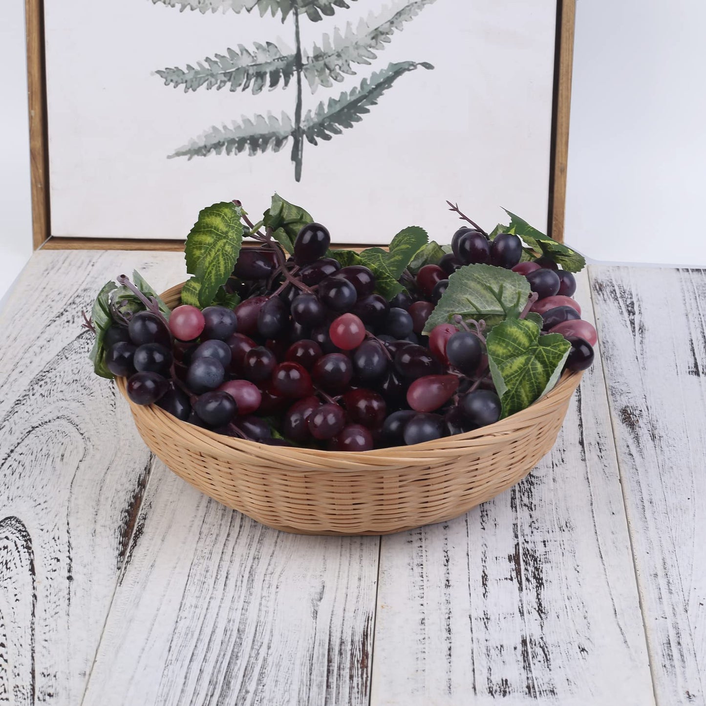 VEOAY Fake Grapes Artificial Fruit Mini Grapes Clusters for Home House Kitchen Party Wedding Decor (10, Purple)