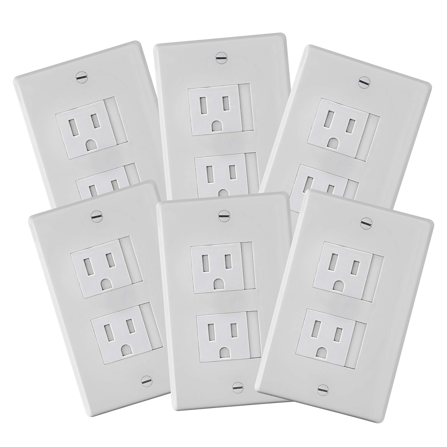 6-Pack Safety Innovations Self-closing (2 Screw) Decora Outlet Covers- An Alternative To Wall Socket Plugs for Child Proofing Outlets (White)