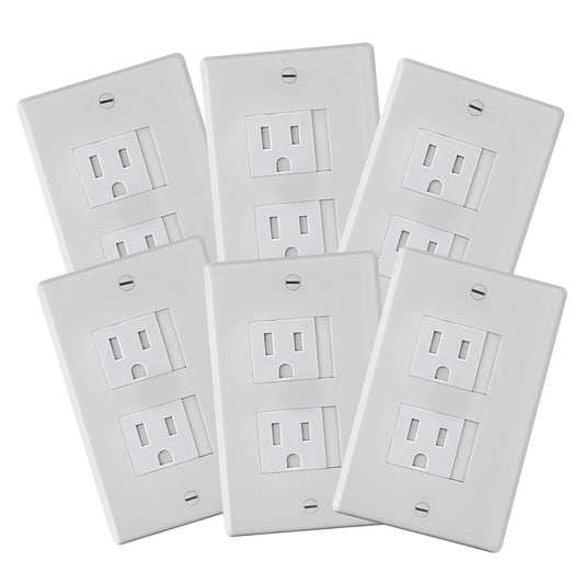 6-Pack Safety Innovations Self-closing (2 Screw) Decora Outlet Covers- An Alternative To Wall Socket Plugs for Child Proofing Outlets (White)