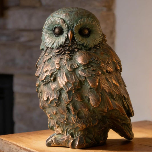 Owl Statues Home Decor - Resin Rustic Farmhouse Owl Statue, Gothic Antique Birds Sculpture for Fireplace Mantel, Shelf Fall Halloween Decor Vintage Tabletop Accents for Owl Lovers 6.5x5.5x8.5 Inches