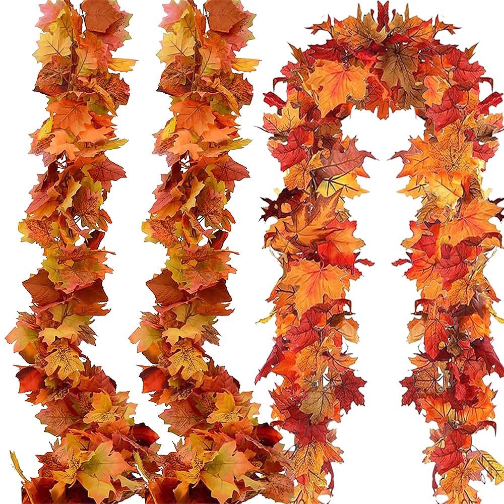 Fall Garland Fall Leaves Garland for Thanksgiving Decorations Home Outdoor Decor (3 Pcs)