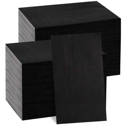 BUCLA 200-Count 3-Ply Disposable Black Napkins - Black Paper Napkins Premium Quality - Halloween Dinner Napkins Soft, Absorbent for Kitchen, Parties, Weddings, Halloween & Graduation