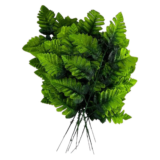 hhdatc 24PCS Artificial Silk Fern Leaves (16-Inch) Realistic Leather Leaf Fronds for Wedding Bouquets & Home Floral Décor