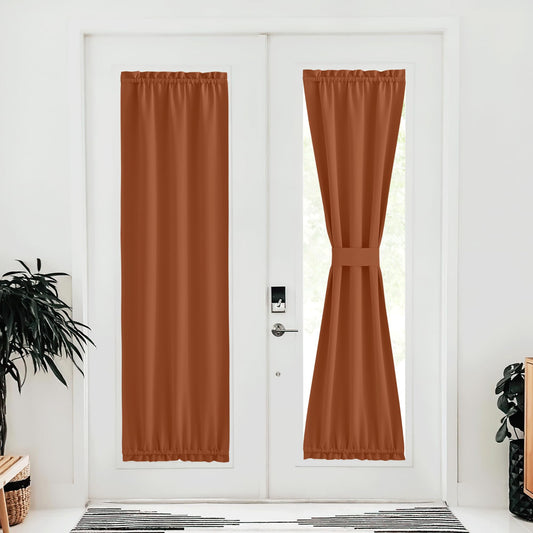 NICETOWN Doorway Curtains for Kitchen Window, Thermal Insulated Privacy Protection Blackout Door Curtains for French Door Halloween Decor Window Shade with Tieback, 1 PC, 42" x 80", Burnt Orange