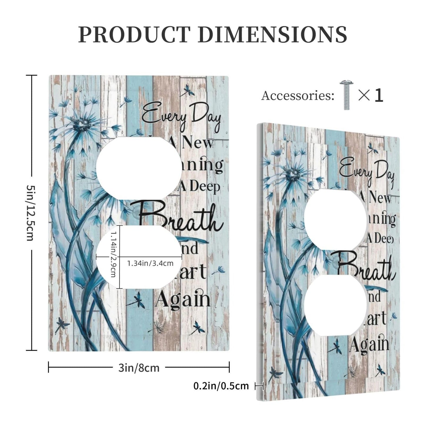Decorative Outlet Covers Rustic Blue Dandelion Inspirational Quotes Grey Wood Plank 1 Gang Wall Plate Receptacle Duplex Light Switch Cover Plate Single Dual Plug Covers Electrical Switchplate