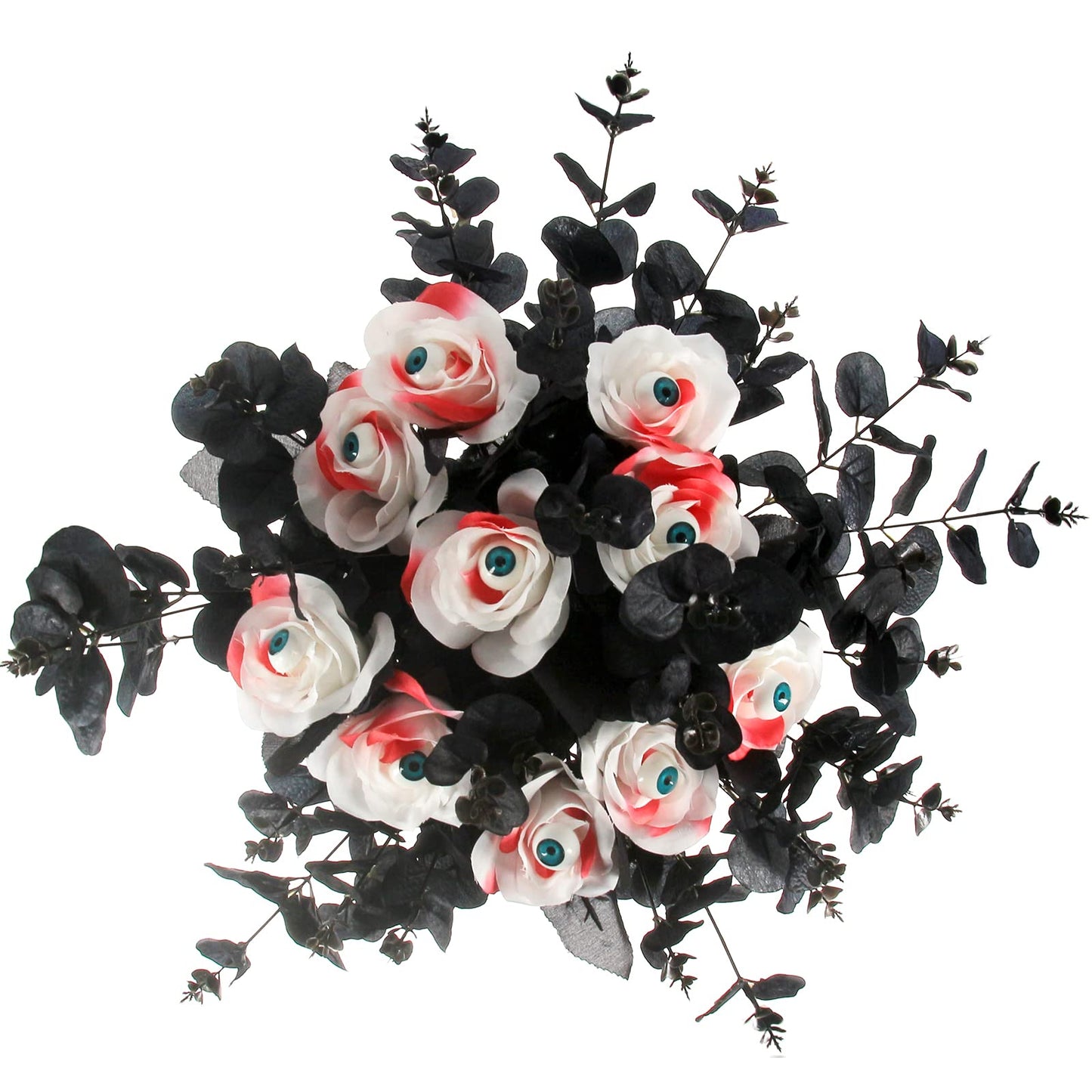 Tinsow 10 Pcs Black Artificial Eucalyptus Branches Stems Faux Eucalyptuses Real Touch Leaf Gathic Theme Party Bouquet Centerpiece Halloween Home Decor (Black, 10)