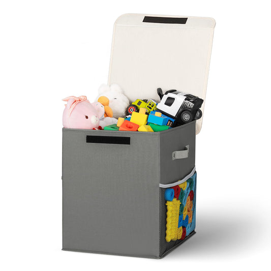 ADEHMDA 40L Large Toy Storage Box with Lid, Large Toy Box Chest for Kids, Girls and Boys, Nursery Room and Living Room, 13"x13" x16" - Grey