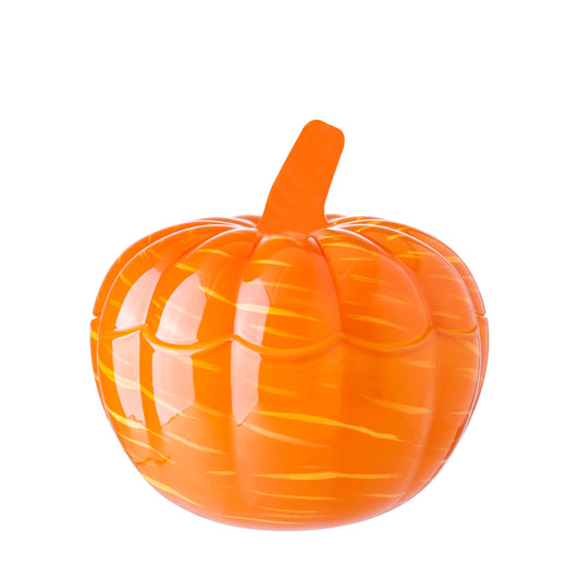 Crystal Pumpkin Jar with Cover, Glass Decorative Wedding Candy Bowl Snack Candy Dish Storage with Lid Organizer Canisters Home Decor Fall Thanksgiving Halloween Party Centerpieces (L, Orange)