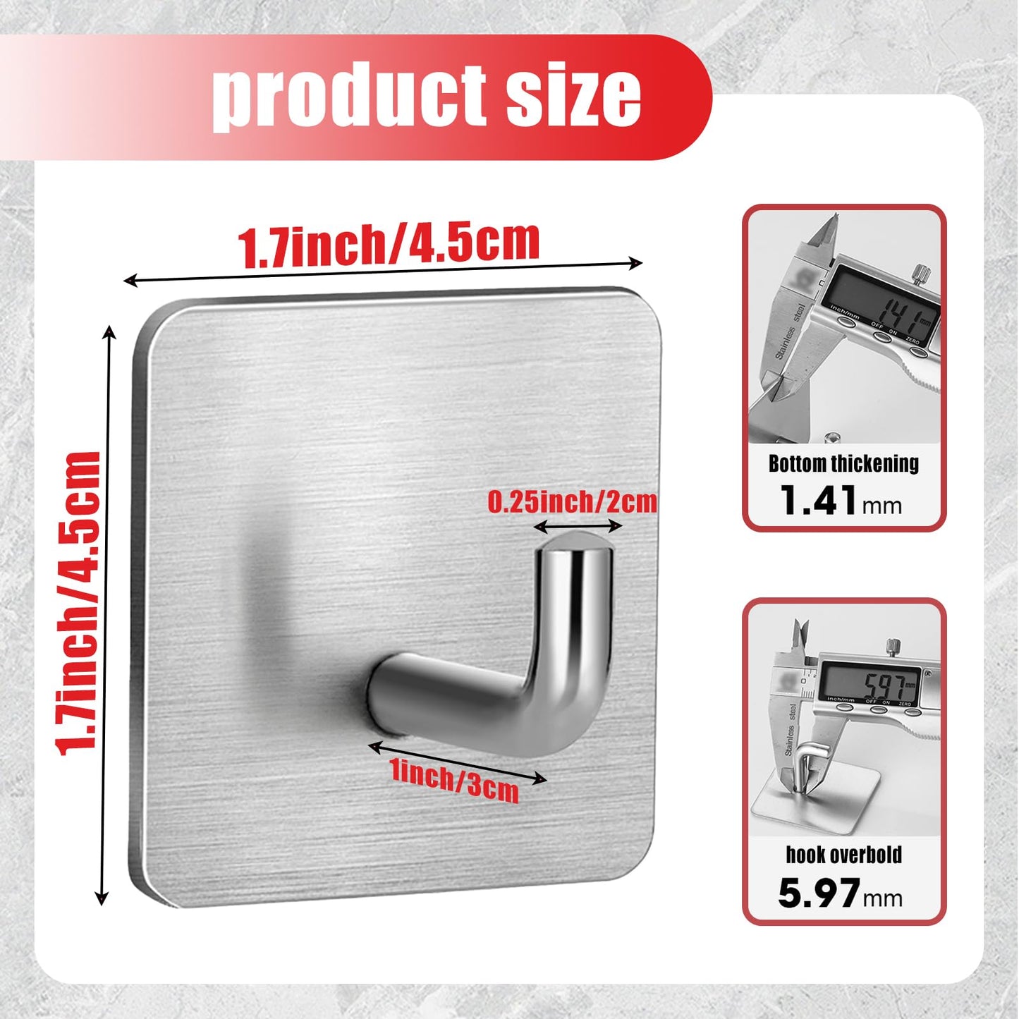 ZY PLUM Emergency Fire Blanket Wall Hooks，Waterproof Stainless Steel Adhesive Hooks for Home Kitchen Bathroom Office and Outdoor (Silver, 3 Pack)