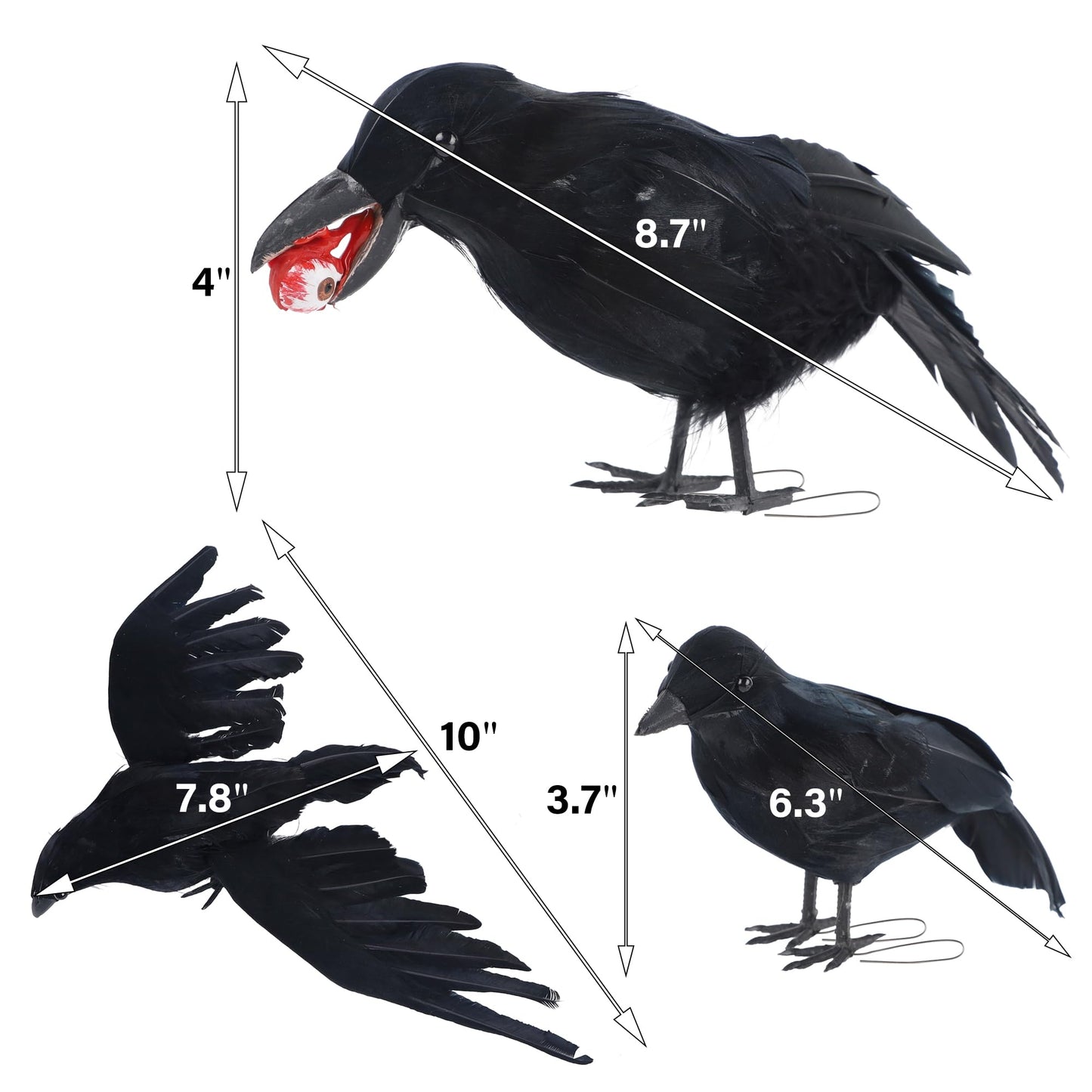 DR.DUDU 5 Pack Halloween Crows Decor Fake Crow