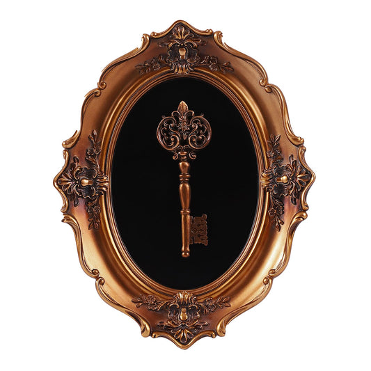 SIKOO Vintage Wall Sculptures Antique Wall Art Hand Painted Wall Hanging Decoration With Embossed Skeleton Key Design Antique Pediment Gothic Wall Statue Skeleton Key Home Ornament Gallery,Bronze