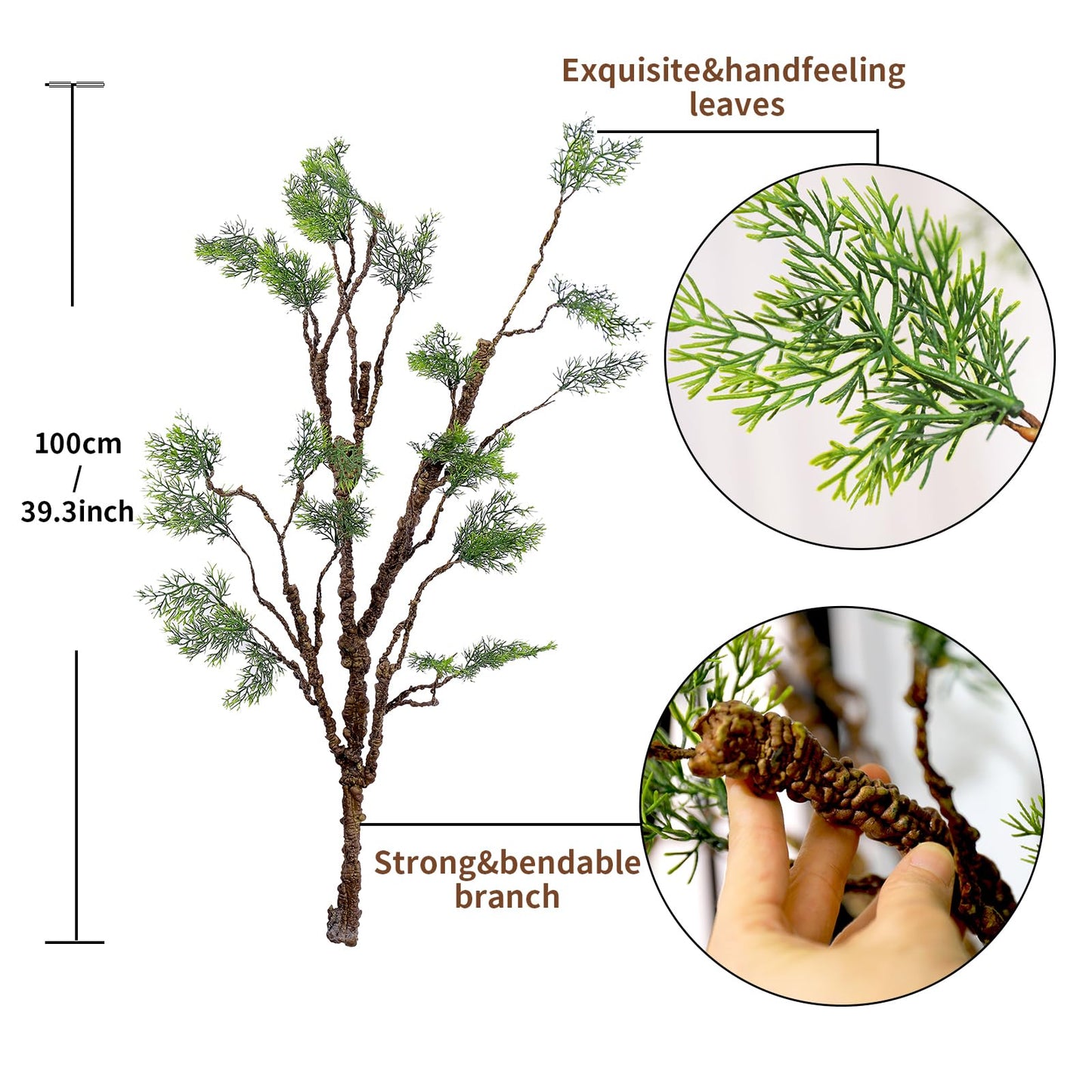 39.3in Bendable Artificial Pine Tree Branch Cedar Stems Reptile Yules Decor