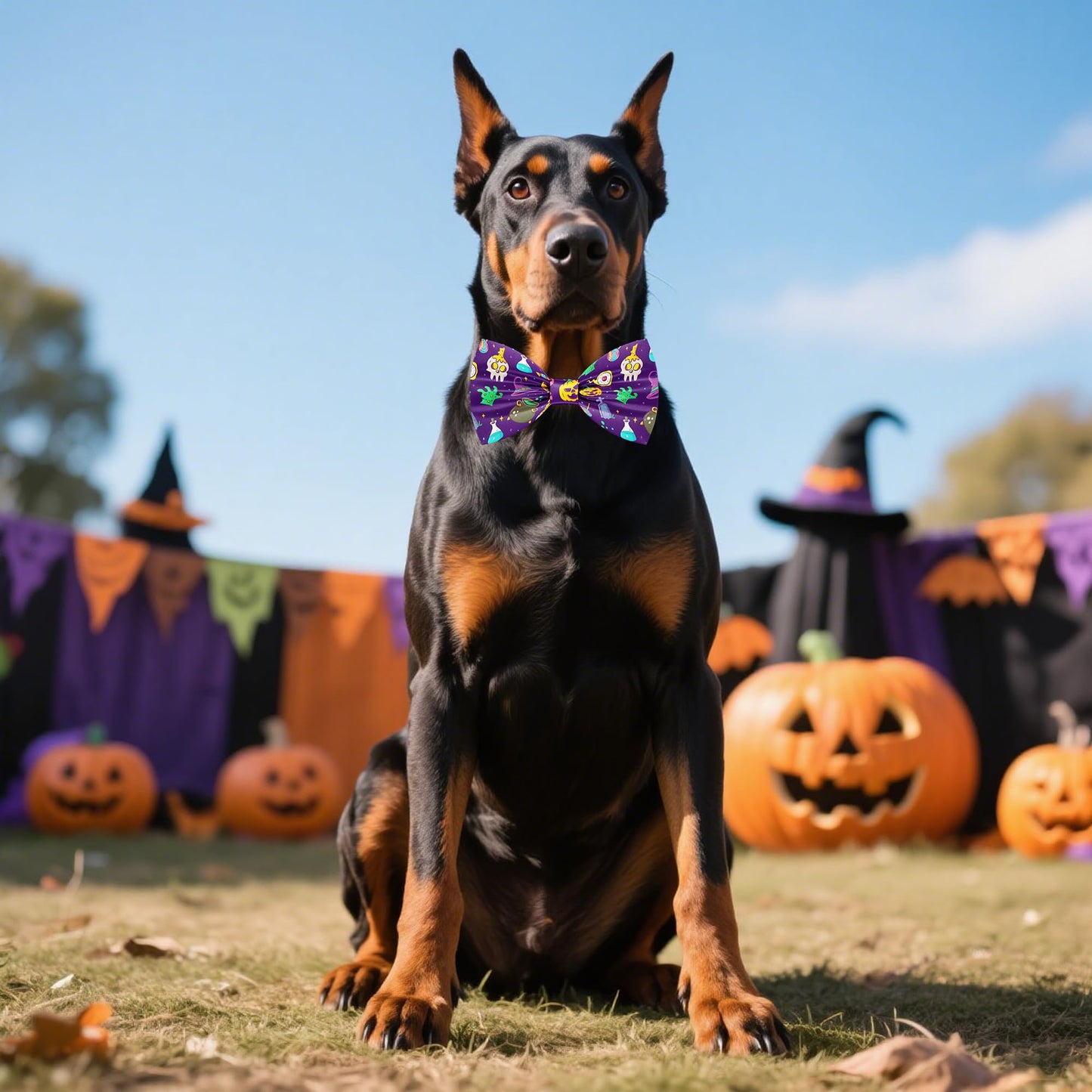 Pai Sence Halloween Dog Bow Ties Bulk for Medium Large Dogs 30 PCS Dogs Bowties with Adjustable Ties Assorted Halloween Bow Ties Party Grooming L