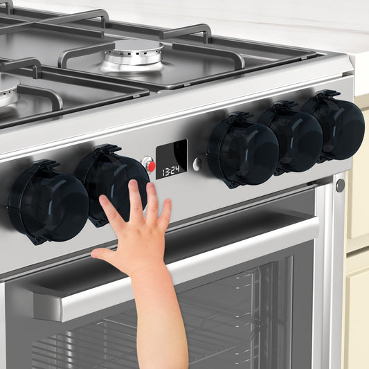 Stove Knob Covers for Child Safety,AOSITE Upgraded Gas Knob Covers for Kids Stove Guard with Strong Adhesive, 5 Pack Durable Design Childproof Oven Knob Locks for Babies and Pets,No Screws or Drill