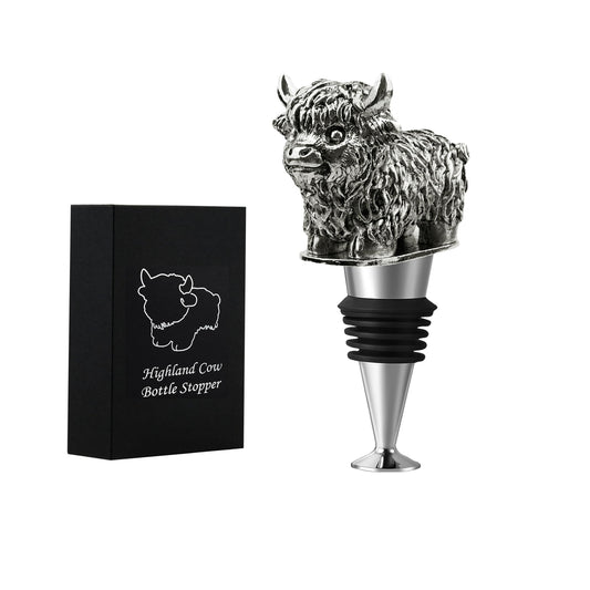 Highland Cow Wine Bottle Stopper, Highland Cow Gifts with Gift Box, Wine Gifts Christmas Birthday Gifts for Women Men, Wine Stopper for Wine Champagne Prosecco