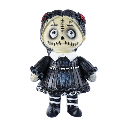 Brizoria Creepy Gothic Resin Statue with Stitched Face, Horror Style Voodoo Inspired Ornament for Halloween, Haunted Theme Decor, Day of The Dead Sculpture, Home Room Desktop Table Decoration