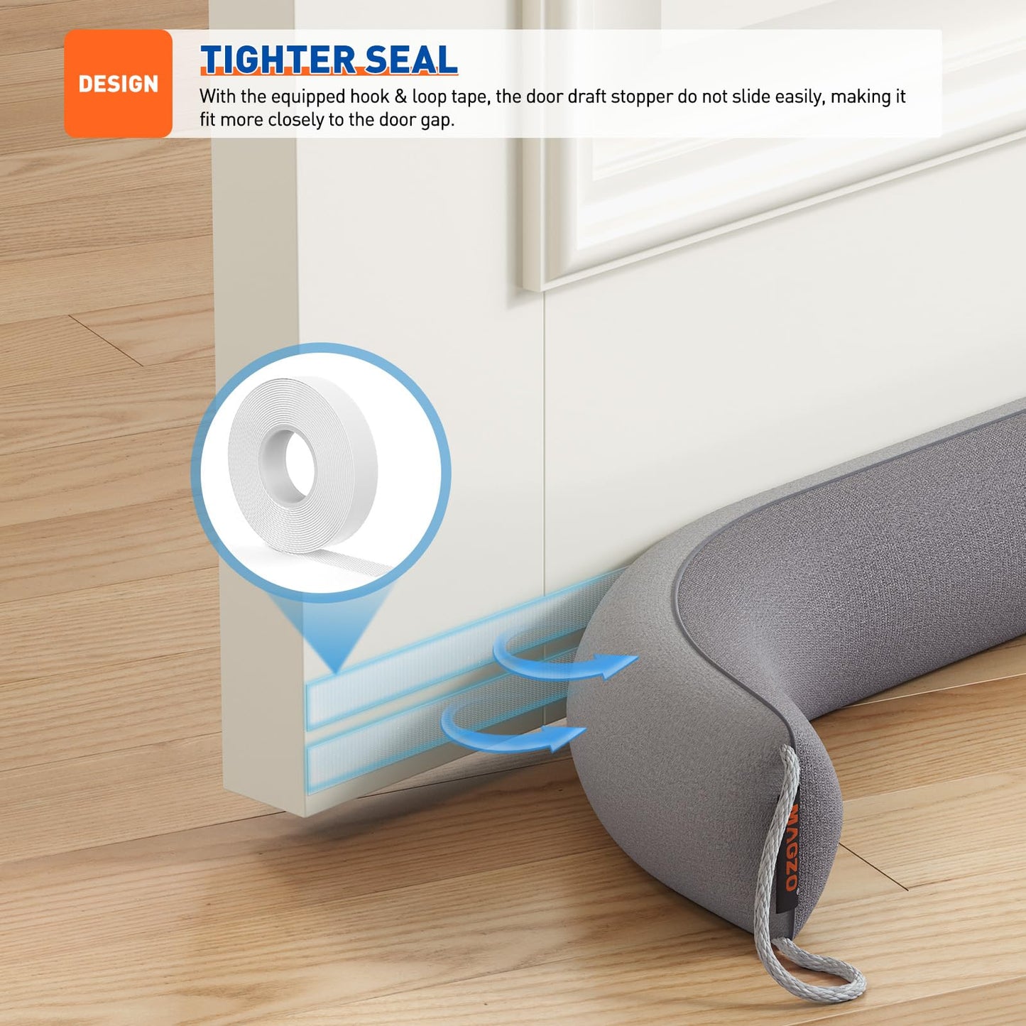 MAGZO Door Draft Stopper, 36 Inch Under Door Draft Blocker Noise Stopper, Weighted Wind Blocker Draft Guard for Bottom of Door, Gray