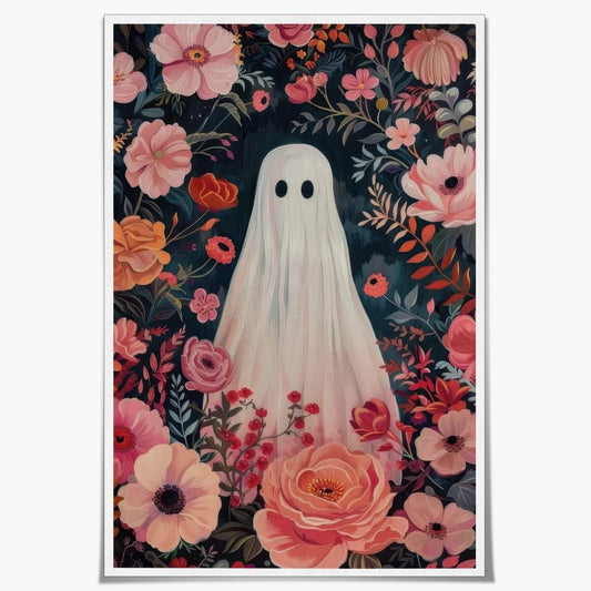 Yostyle Vintage halloween prints Spooky wall art Ghost In Wildflowers canvas Poster Dark Academia Aesthetic Wall Decor for Dormitory Bedroom Living Room Unframed12x18inch, JIRL-D