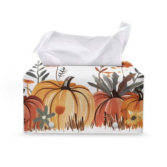 Bivxisrvo Thanksgiving Pumpkin Tissue Box Waterproof and Dustproof Tissue Box Cover Rectangle Kleenex Tissues Boxes Cover Leather Tissue Box Cover Decor for Kitchen Living Room Bathroom