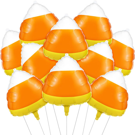 Hungdao 10 Pcs Halloween Candy Corn Foil Balloons 20 Inch Trick or Treat Candy Corn Large Inflatable Balloon for Halloween Party Supply Birthday Wedding Decorations