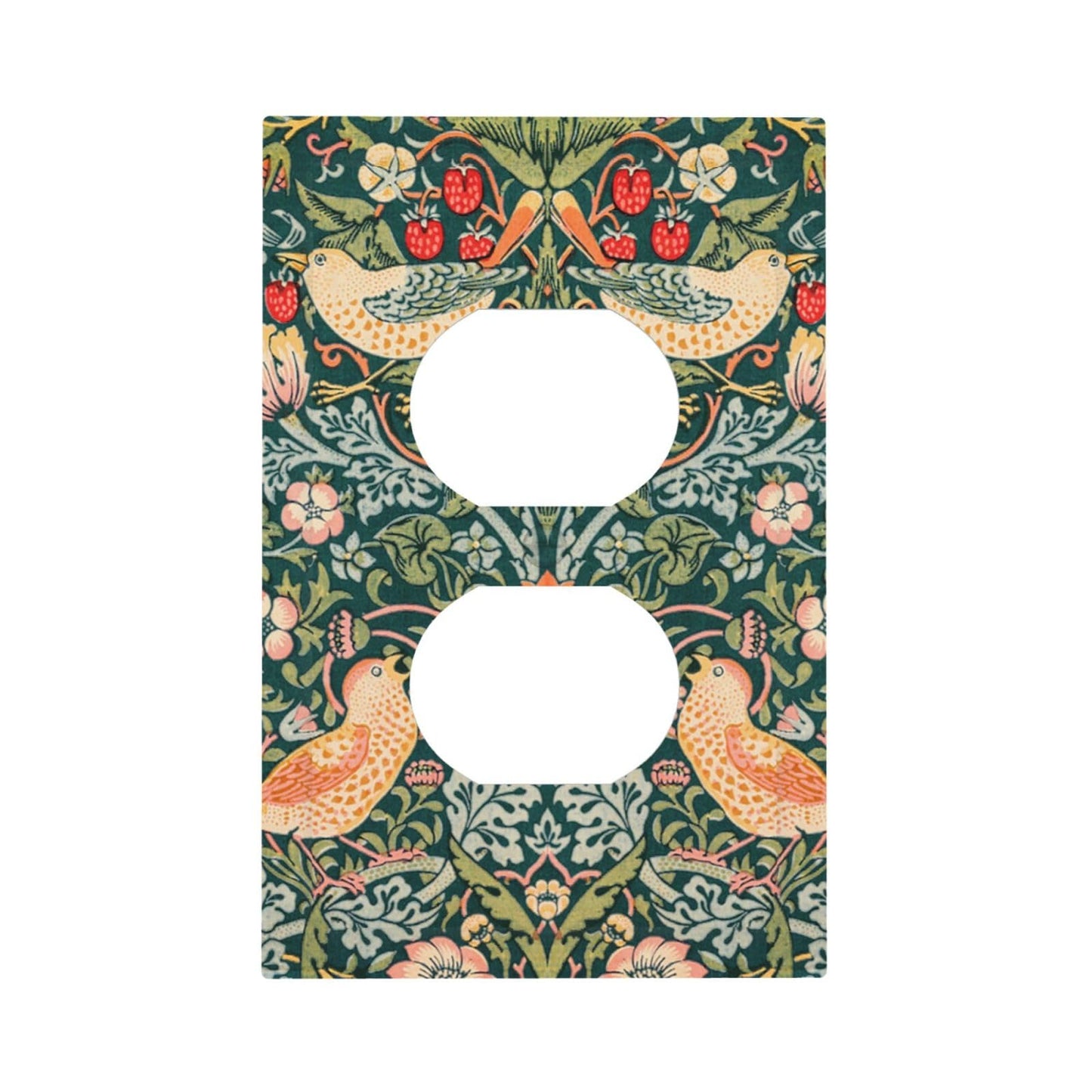 Nadoabtm Outlet Covers William Morris Strawberry Thief Pattern Wall Plate 1 Gang Duplex Wall Plate Decorative Switch Plates Electrical Receptacle Faceplate Light Switch Cover for Bathroom Home Decor