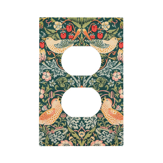Nadoabtm Outlet Covers William Morris Strawberry Thief Pattern Wall Plate 1 Gang Duplex Wall Plate Decorative Switch Plates Electrical Receptacle Faceplate Light Switch Cover for Bathroom Home Decor