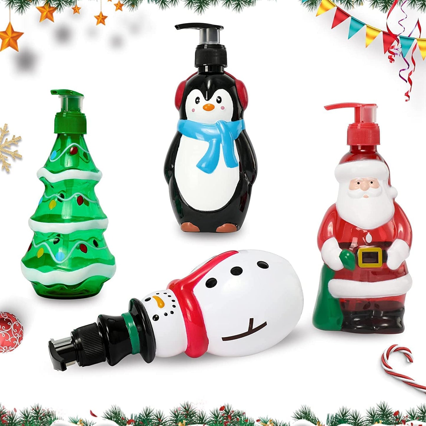 Christmas Bathroom Decorations - Simple Merry Christmas Decorations - Decorative Refillable Hand Pumped Soap Dispenser for Kitchen and Bathroom (4)