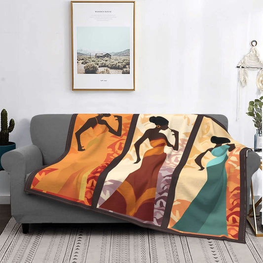 Mount Hour African American Women Black Girls Flannel Fleece Throw Blankets, Super Warm Soft Living Room Blanket All Season (50"x40")