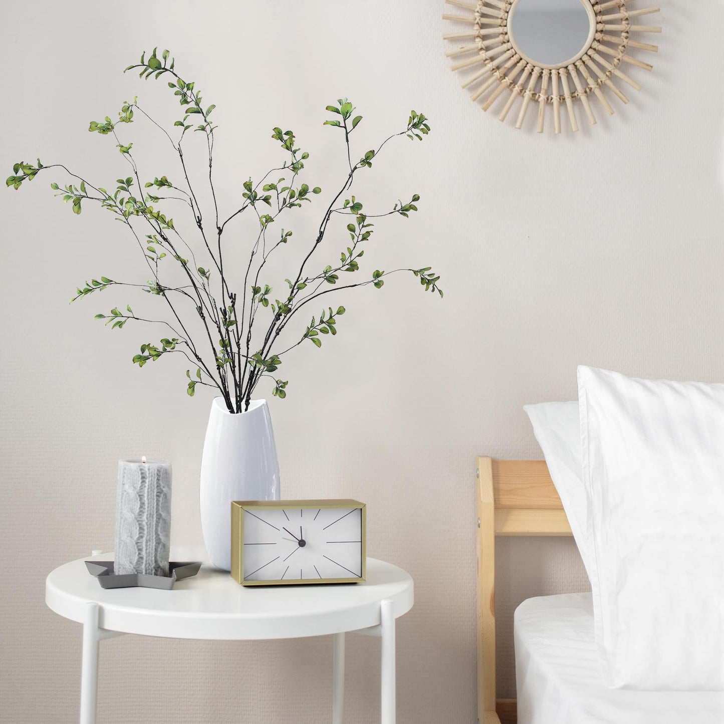 Sggvecsy 47.2’’ 4Pcs Artificial Ficus Branches Artificial Greenery Stems Faux Ficus Twig Plants Fake Leaf Spray Green Eucalyptus Branches for Vase Filler Office Home Wedding Decoration