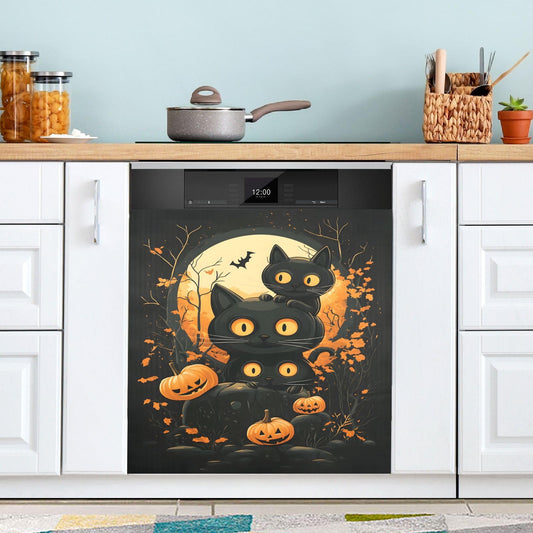 Cute Halloween Magnetic Sticker Dishwasher Door Cover Kitchen Cabinet Panels, Fridge Magnet, Home Appliances Decor Decals 23" W x 26" H