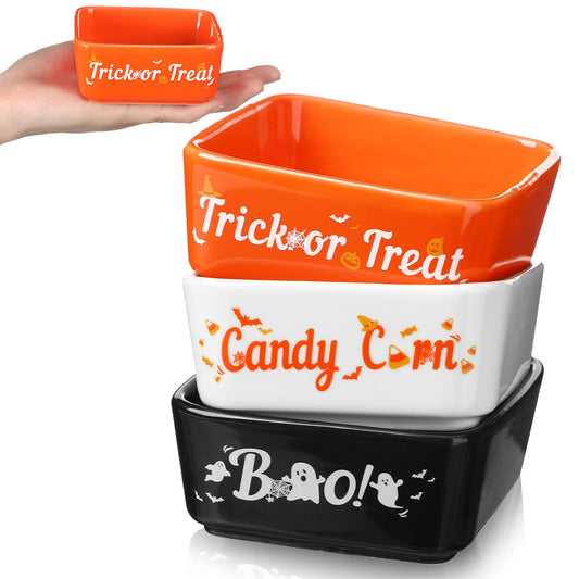 Tanlade 3 Pcs Halloween Candy Bowl Mini Dish for Tiered Tray Decoration, Ceramic Candy Corns Bowl, Party Supplies Holder for Farmhouse Home Housewarming Gift